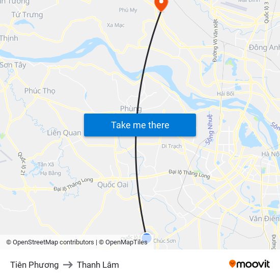 Tiên Phương to Thanh Lâm map