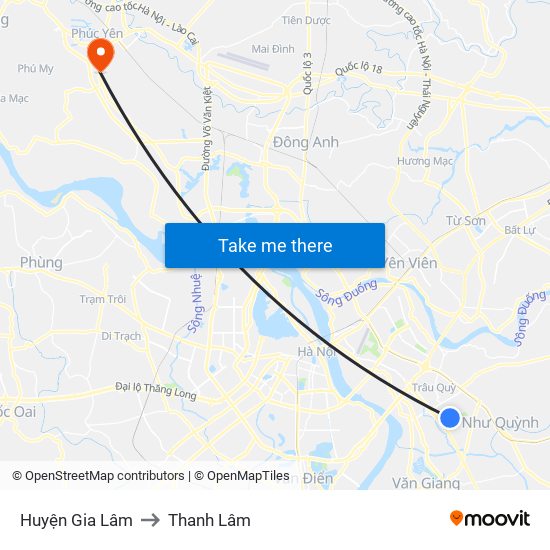 Huyện Gia Lâm to Thanh Lâm map