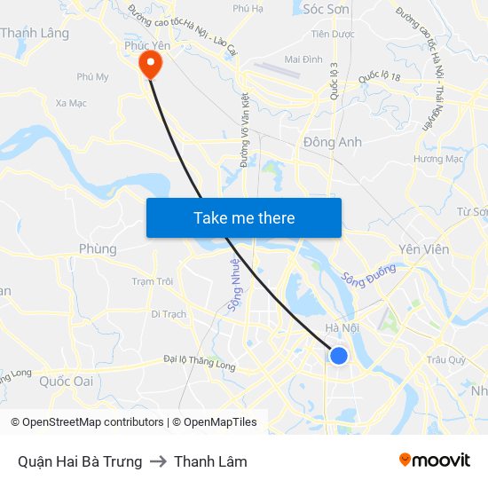 Quận Hai Bà Trưng to Thanh Lâm map