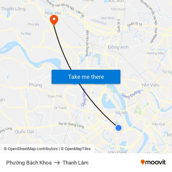 Phường Bách Khoa to Thanh Lâm map