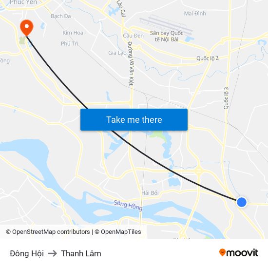 Đông Hội to Thanh Lâm map