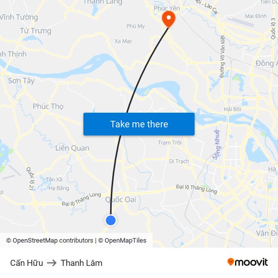 Cấn Hữu to Thanh Lâm map