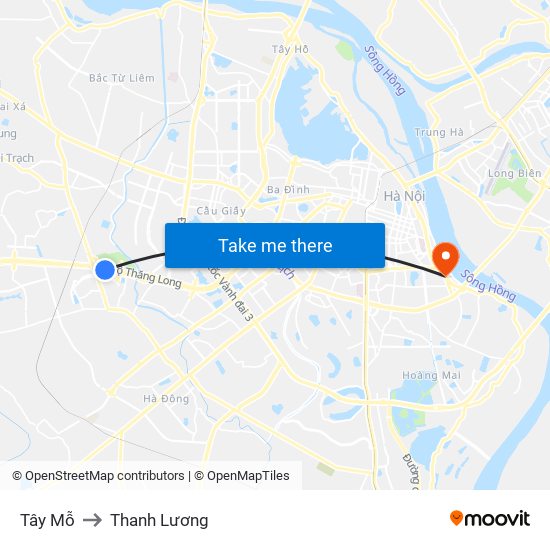 Tây Mỗ to Thanh Lương map