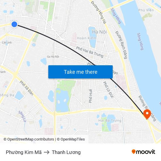 Phường Kim Mã to Thanh Lương map