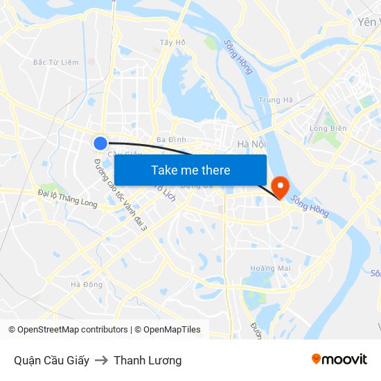 Quận Cầu Giấy to Thanh Lương map