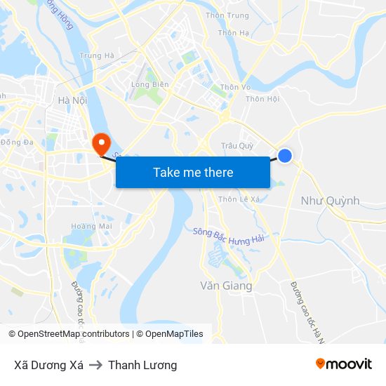 Xã Dương Xá to Thanh Lương map