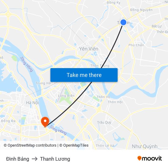 Đình Bảng to Thanh Lương map