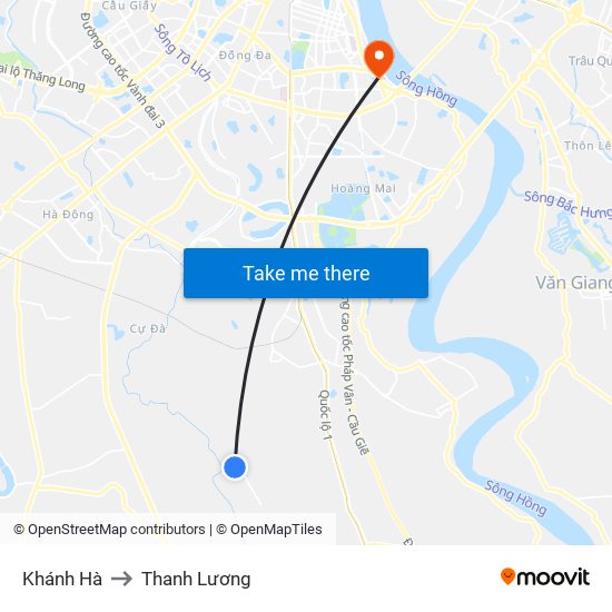 Khánh Hà to Thanh Lương map