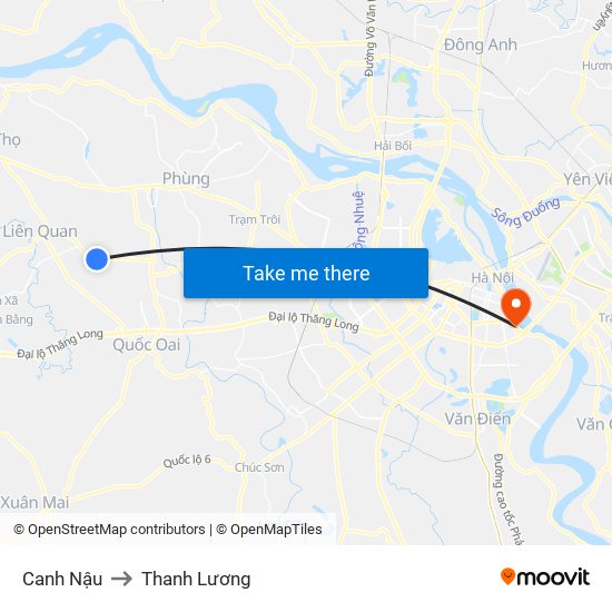 Canh Nậu to Thanh Lương map