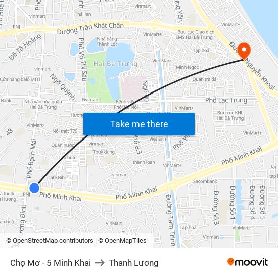 Chợ Mơ - 5 Minh Khai to Thanh Lương map