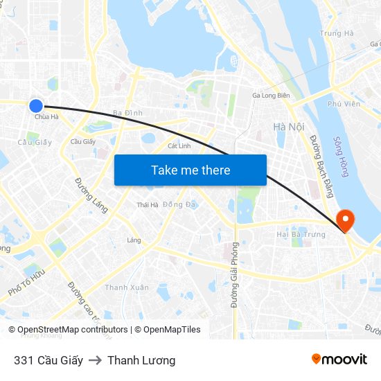 331 Cầu Giấy to Thanh Lương map