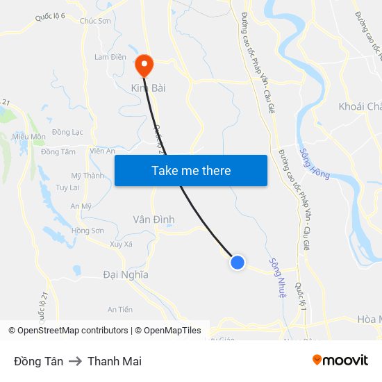 Đồng Tân to Thanh Mai map