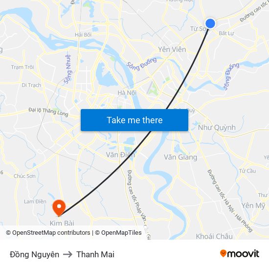 Đồng Nguyên to Thanh Mai map