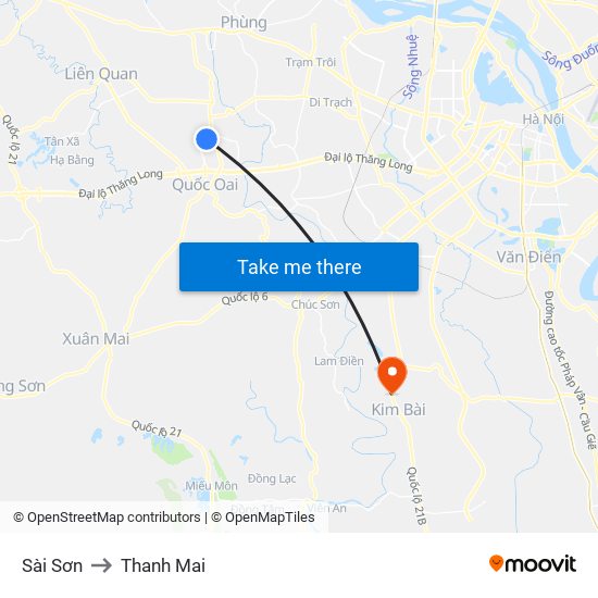 Sài Sơn to Thanh Mai map