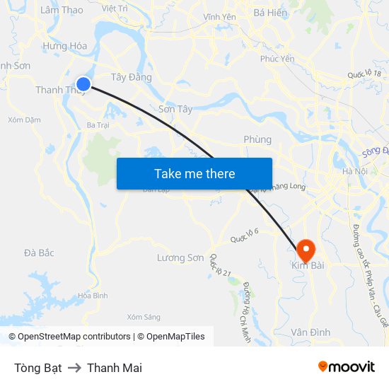 Tòng Bạt to Thanh Mai map