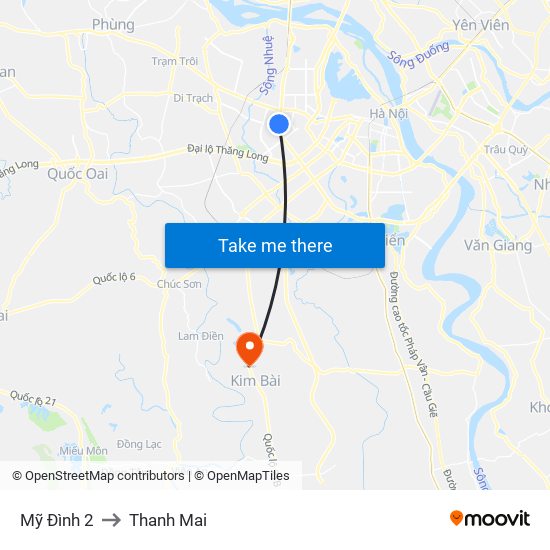Mỹ Đình 2 to Thanh Mai map