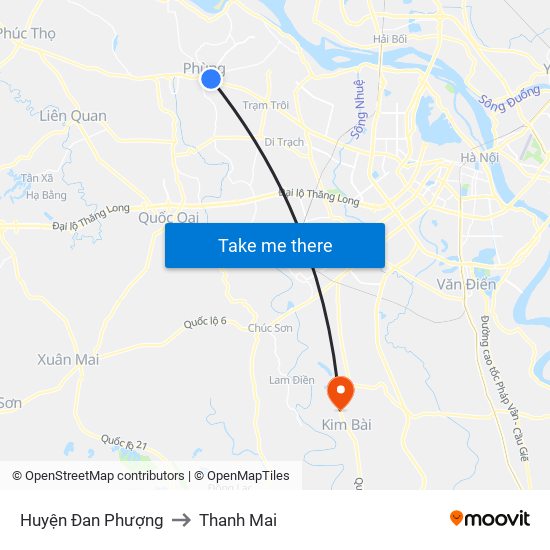 Huyện Đan Phượng to Thanh Mai map