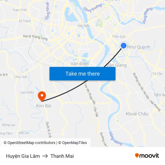 Huyện Gia Lâm to Thanh Mai map