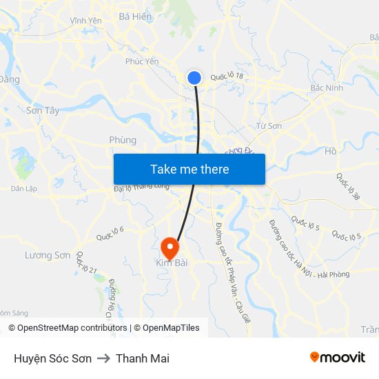 Huyện Sóc Sơn to Thanh Mai map