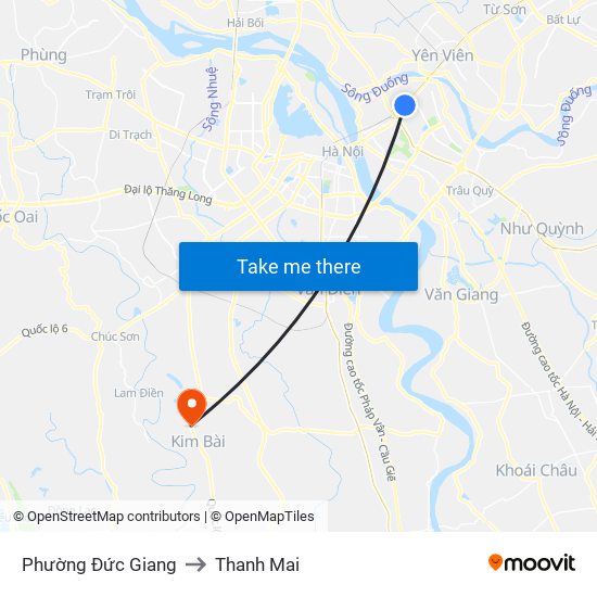 Phường Đức Giang to Thanh Mai map