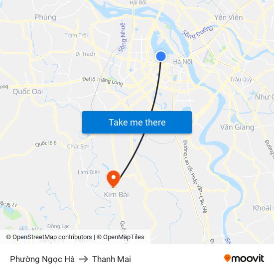 Phường Ngọc Hà to Thanh Mai map