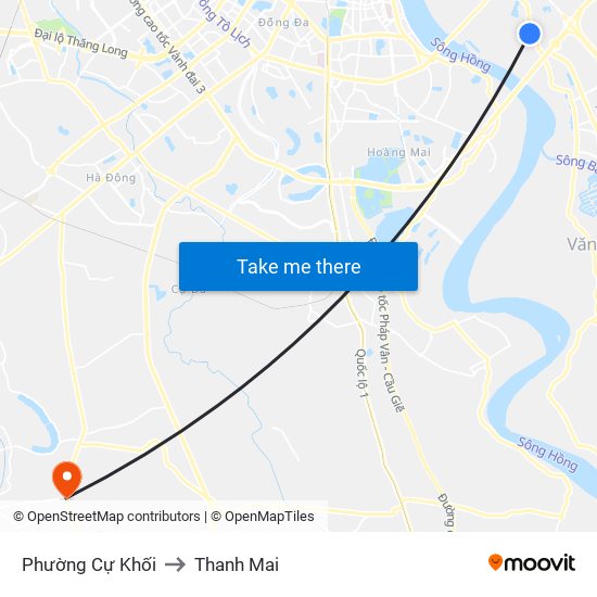 Phường Cự Khối to Thanh Mai map