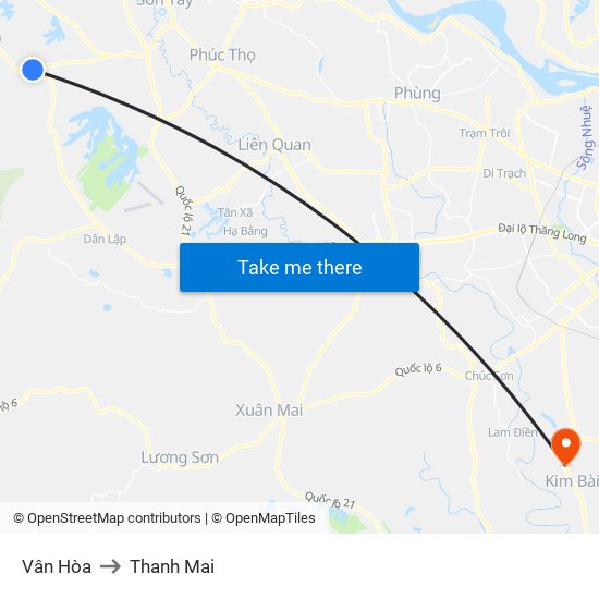 Vân Hòa to Thanh Mai map