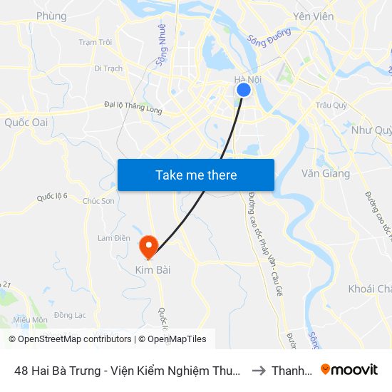 48 Hai Bà Trưng - Viện Kiểm Nghiệm Thuốc Trung Ương to Thanh Mai map