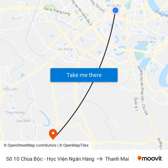 Số 10 Chùa Bộc - Học Viện Ngân Hàng to Thanh Mai map