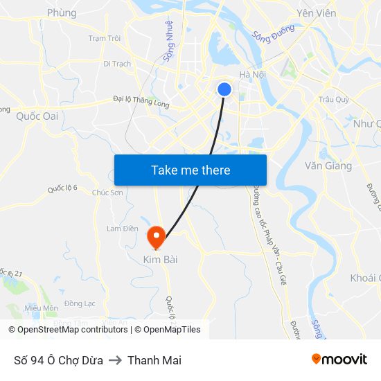 Số 94 Ô Chợ Dừa to Thanh Mai map