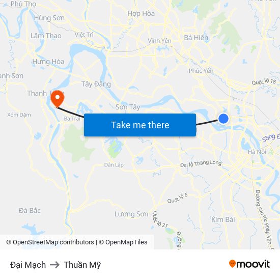 Đại Mạch to Thuần Mỹ map