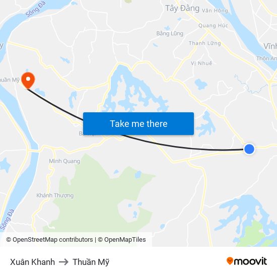 Xuân Khanh to Thuần Mỹ map