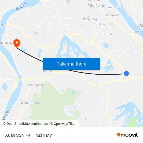 Xuân Sơn to Thuần Mỹ map