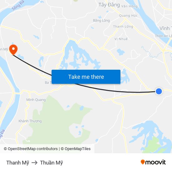 Thanh Mỹ to Thuần Mỹ map