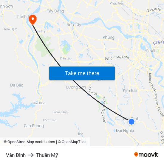 Vân Đình to Thuần Mỹ map