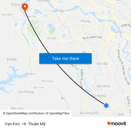 Vạn Kim to Thuần Mỹ map