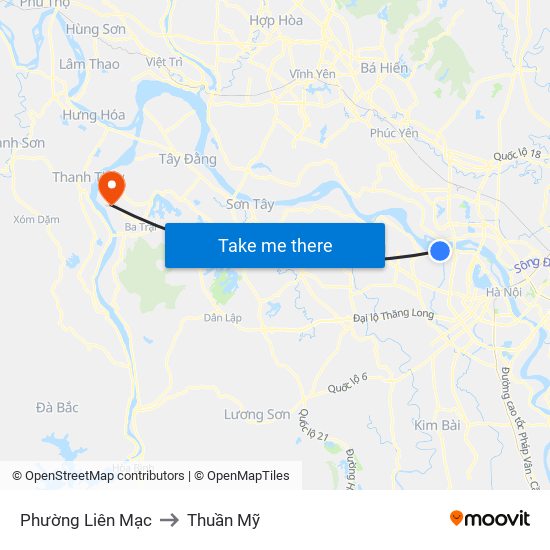 Phường Liên Mạc to Thuần Mỹ map