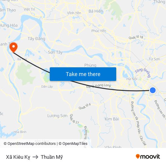 Xã Kiêu Kỵ to Thuần Mỹ map