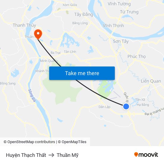 Huyện Thạch Thất to Thuần Mỹ map