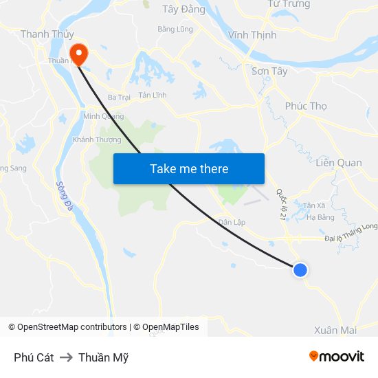 Phú Cát to Thuần Mỹ map