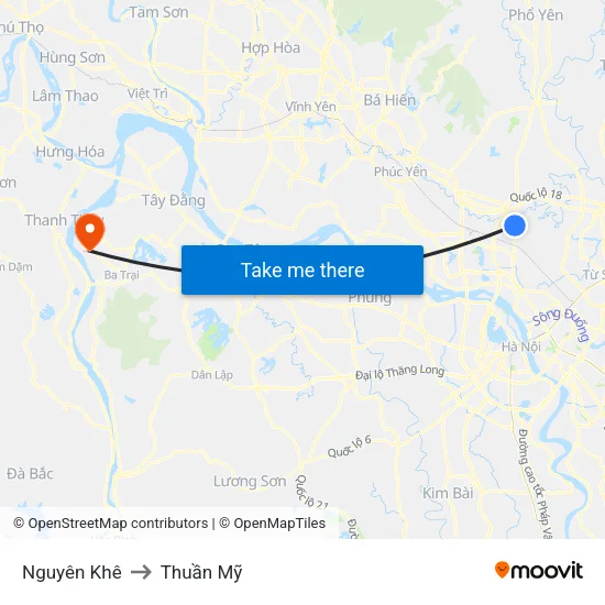 Nguyên Khê to Thuần Mỹ map