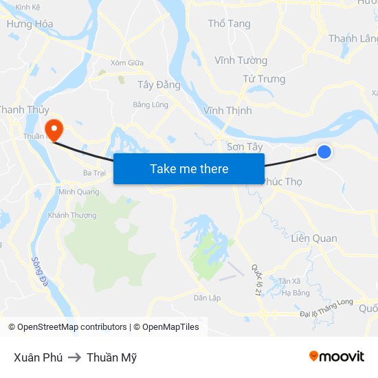 Xuân Phú to Thuần Mỹ map