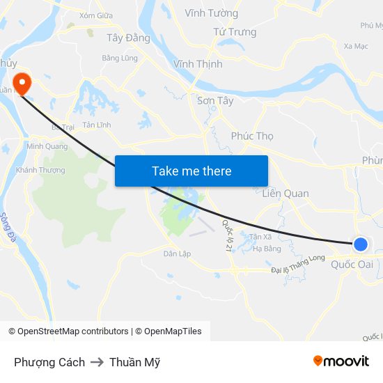 Phượng Cách to Thuần Mỹ map