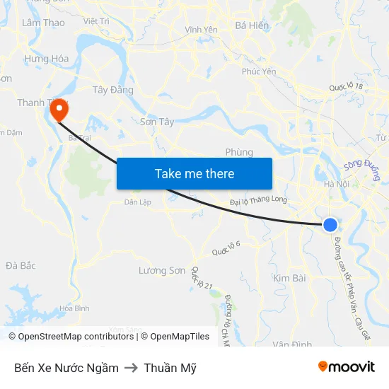 Bến Xe Nước Ngầm to Thuần Mỹ map