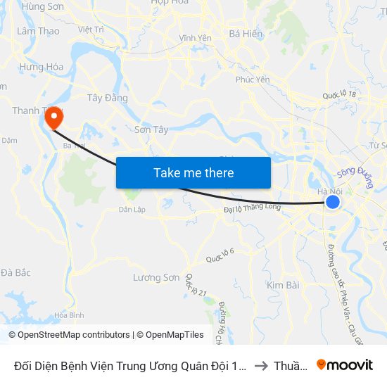 Đối Diện Bệnh Viện Trung Ương Quân Đội 108 - Trần Hưng Đạo to Thuần Mỹ map