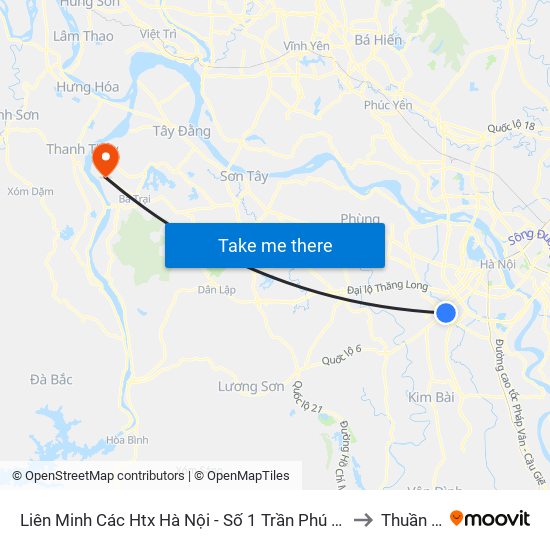 Liên Minh Các Htx Hà Nội - Số 1 Trần Phú (Hà Đông) to Thuần Mỹ map