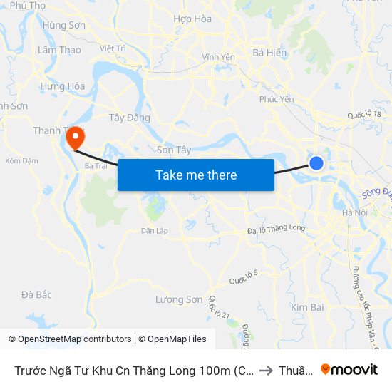 Trước Ngã Tư Khu Cn Thăng Long 100m (Chiều Nội Bài - Hà Nội) to Thuần Mỹ map