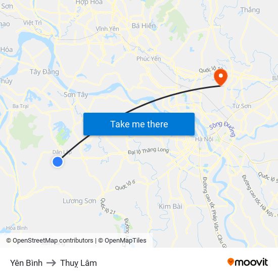 Yên Bình to Thuỵ Lâm map