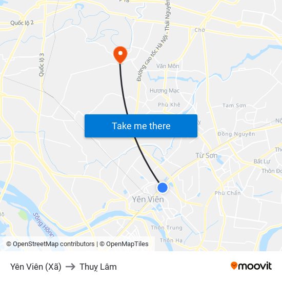 Yên Viên (Xã) to Thuỵ Lâm map