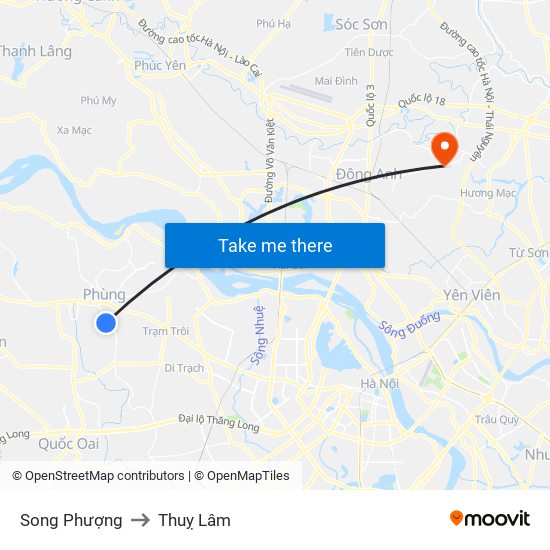 Song Phượng to Thuỵ Lâm map